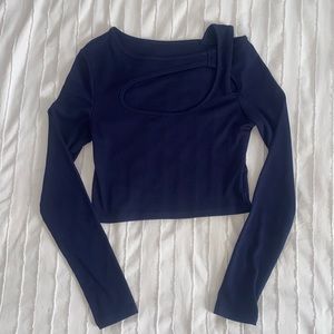 shein small navy long sleeve top